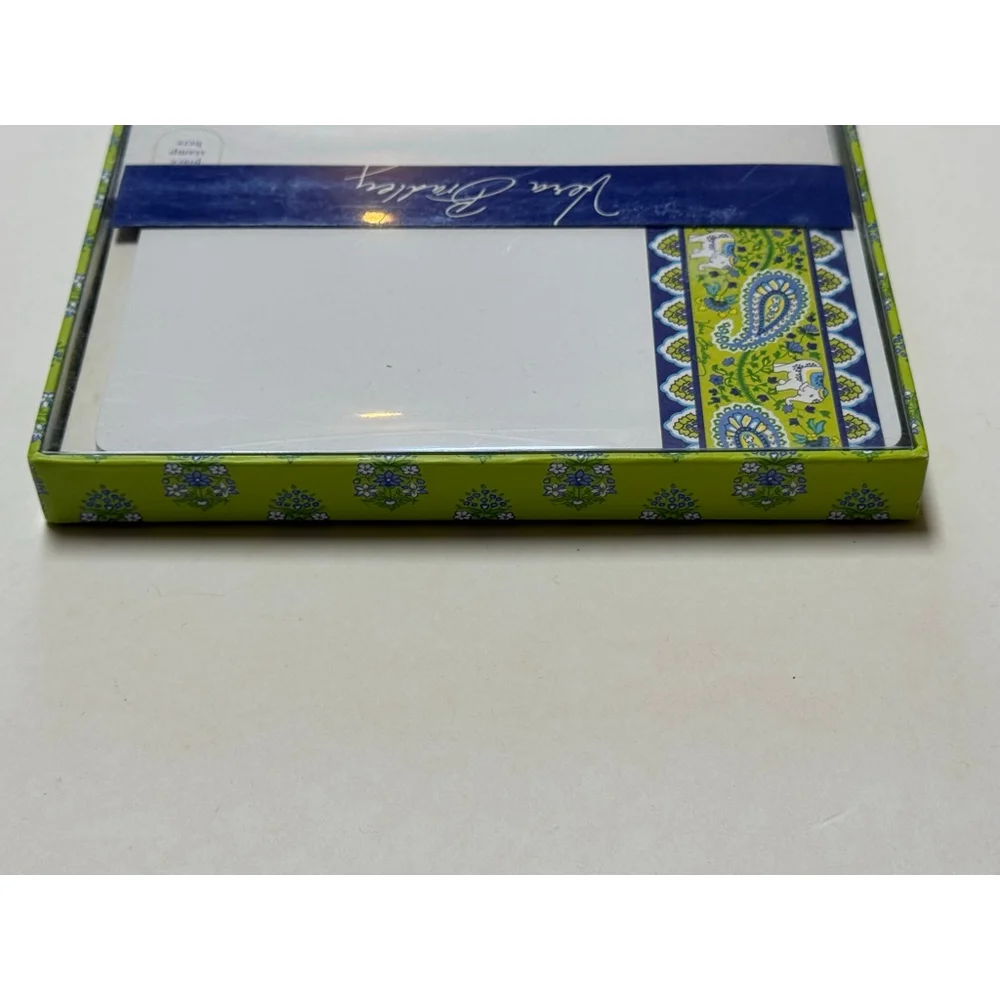 Vera Bradley CORRESPONDENCE CARDS (10) Citrus ELEPHANT Lime NOTE +Envelopes RARE